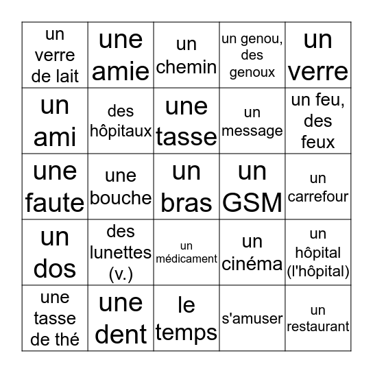 unité 29-32 Bingo Card