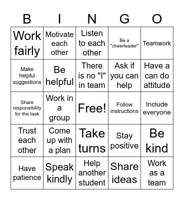 Cooperation BINGO Card
