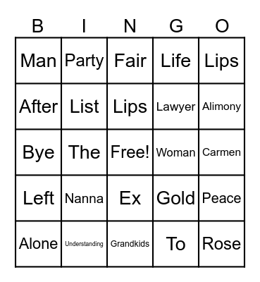 Carmen’s D-Party Bingo Card