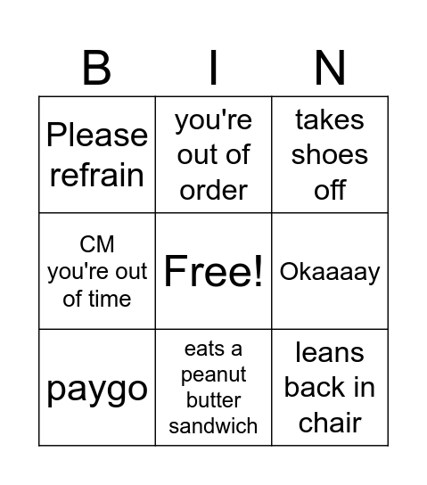 PM Bingo Card