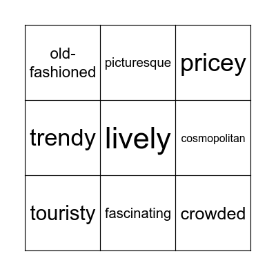 Describing Places Bingo Card