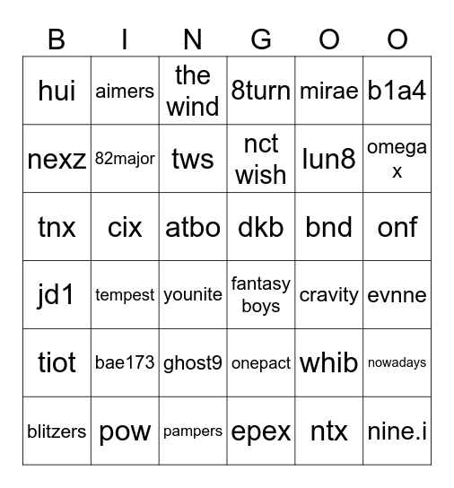 KCON LA 2024 !!!!!!!!! Bingo Card