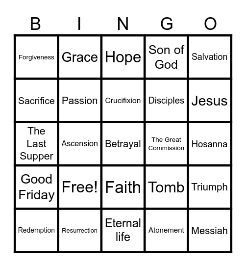 Easter Bingo Card