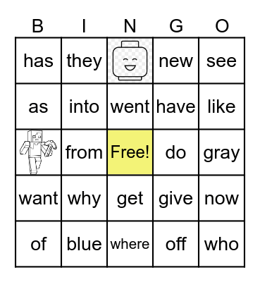 SIGHT WORD BING0 Bingo Card