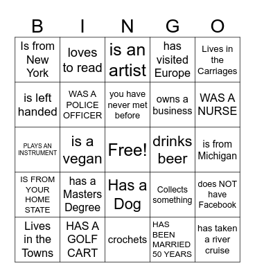 FIND SOMEONE WHO... Bingo Card