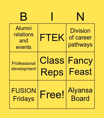 FUSION Bingo Card