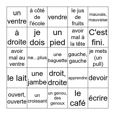 unité 29-32 Bingo Card