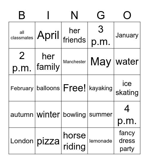 Birthday Bingo Card