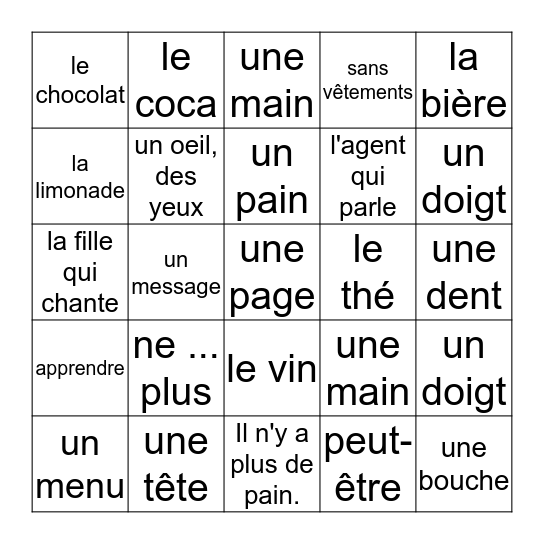 unité 29-32 Bingo Card