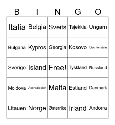 Land i Europa Bingo Card