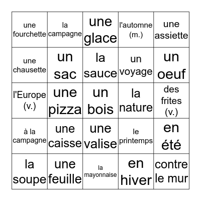 unité 33-36 Bingo Card