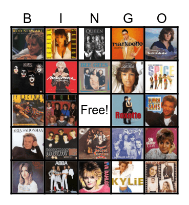 Musikbingo POP Bingo Card