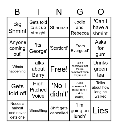 Secret Bingo Card