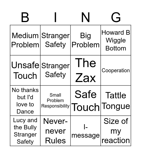 GRADE 1 Bingo Card