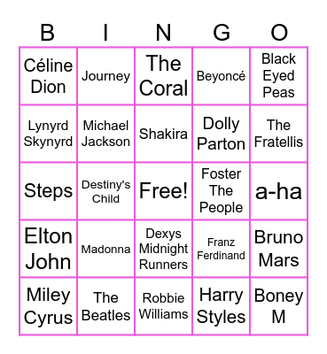 Carpmaels Bingo - Artists! Bingo Card