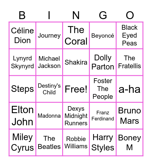 Carpmaels Bingo - Artists! Bingo Card