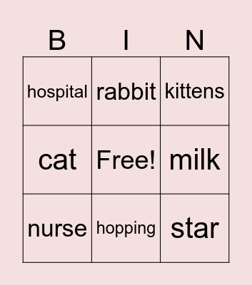 kittens and bunny Bingo Card