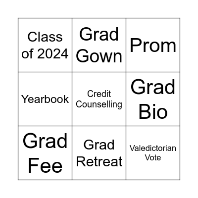 GRADE 12 DAY Bingo Card