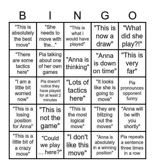 Pia Cramling Bingo! Bingo Card