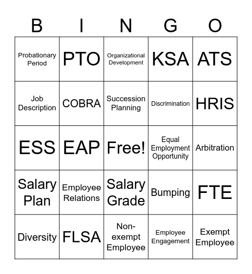 HR Bingo Card