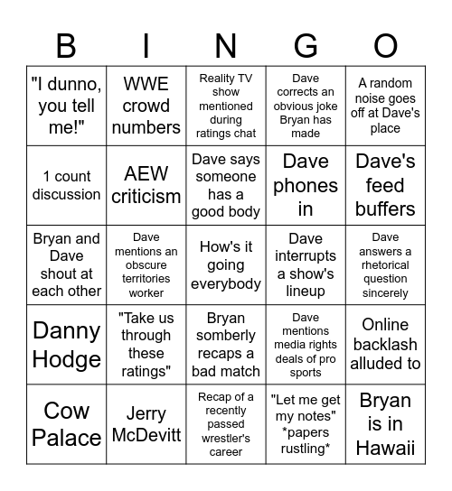 Observer Bingo Card