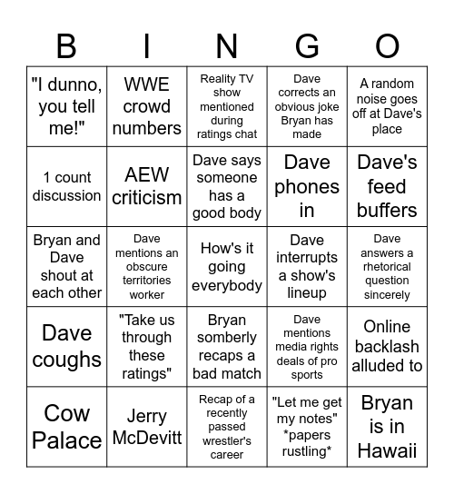 Observer Bingo Card