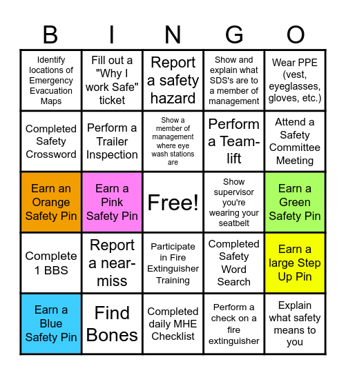 World Safety Week! Bingo Card