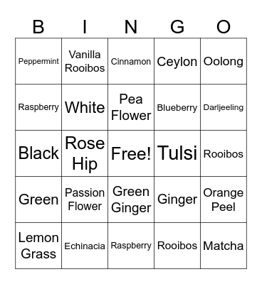 And That's the Tea Bingo Card