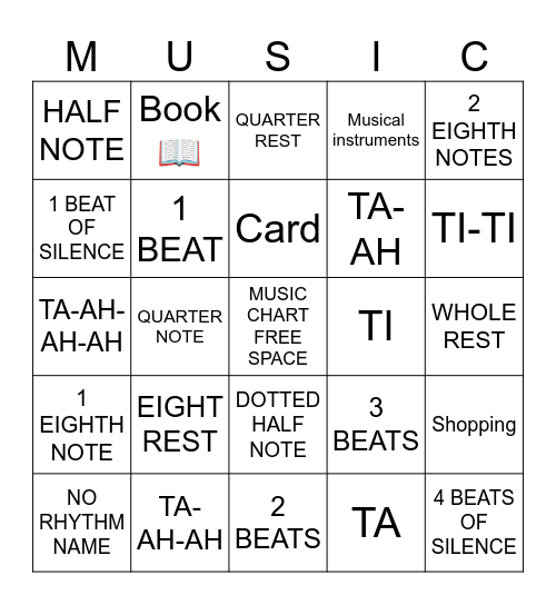 Music Chart Review Bingo Card