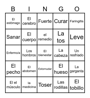 Medicina o Cura Bingo Card