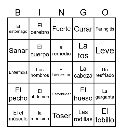 Medicina o Cura Bingo Card