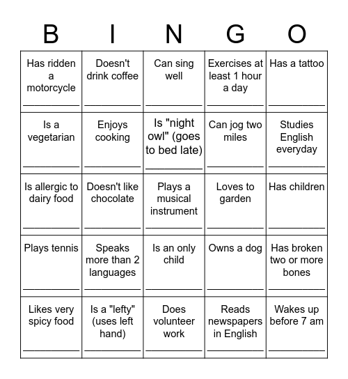 Find someone who.... Bingo Card