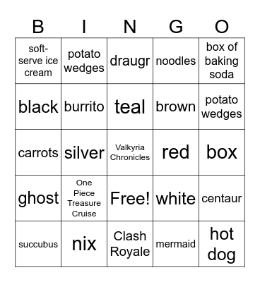 InfiniteCraft Bingo Card