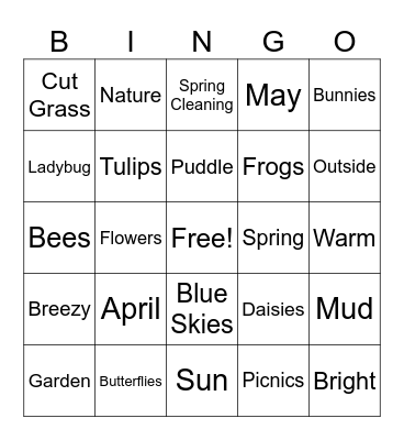 Spring Bingo Card
