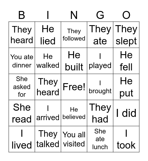 Carta #1 Bingo Card