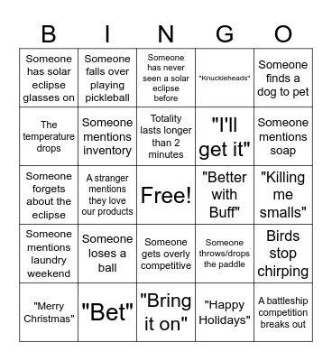 Buff City Soap Christmas Party Bingo Card