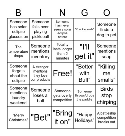 Buff City Soap Christmas Party Bingo Card