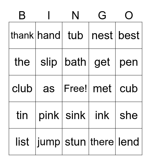 Cycle 21-Kinder Bingo Card