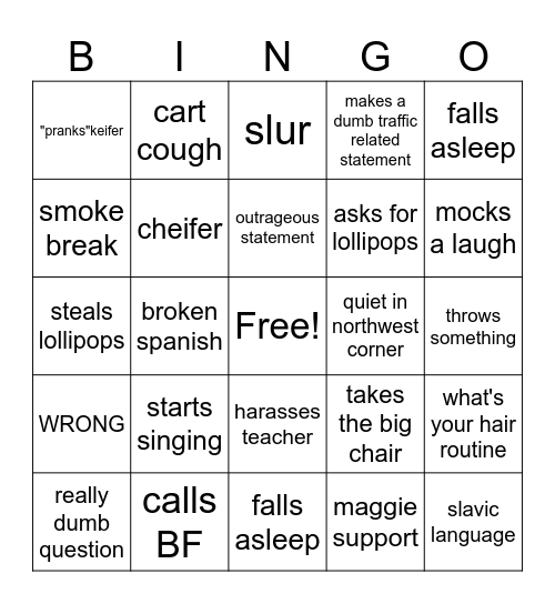 Yipee? Bingo Card