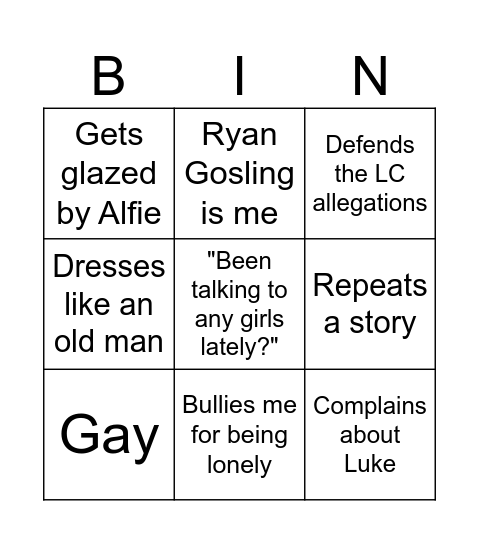 Jamie is a dos Bingo Card