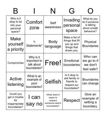Boundaries LS Bingo Card
