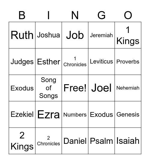 Old Testament Bingo Card