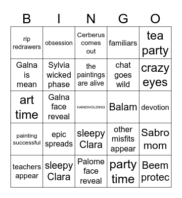 Sisters Bingo Card