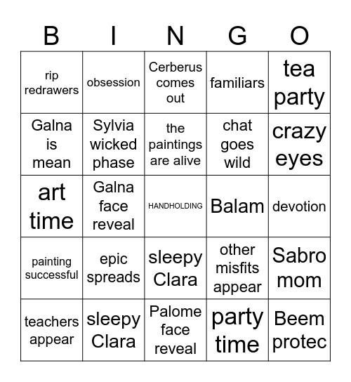 Sisters Bingo Card