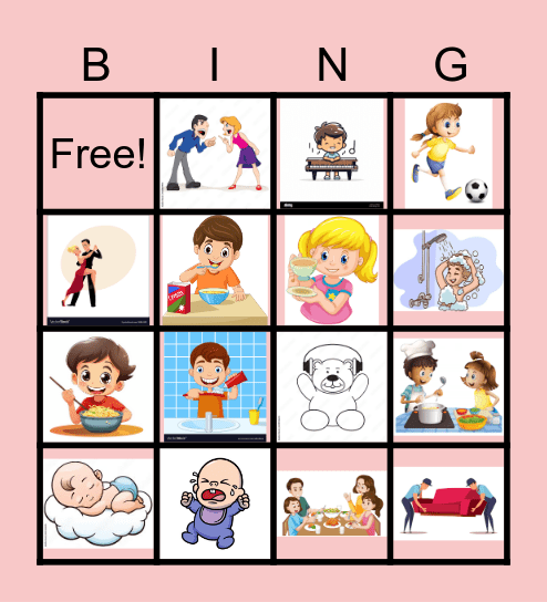 Present Continuous Bingo Card