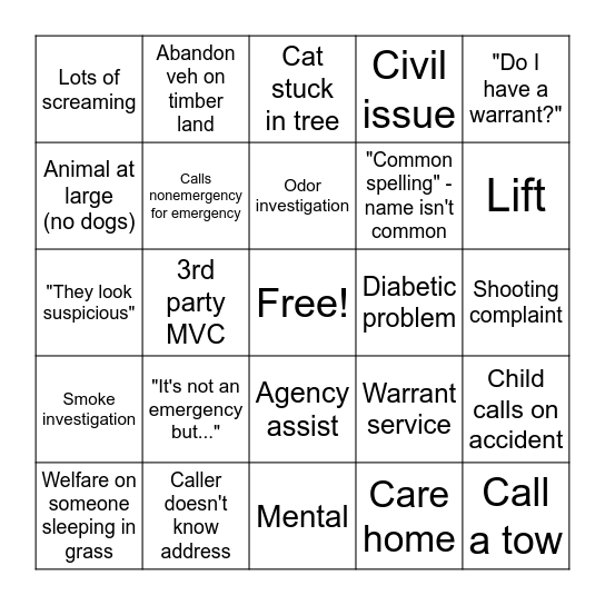 Dispatch Bingo Card