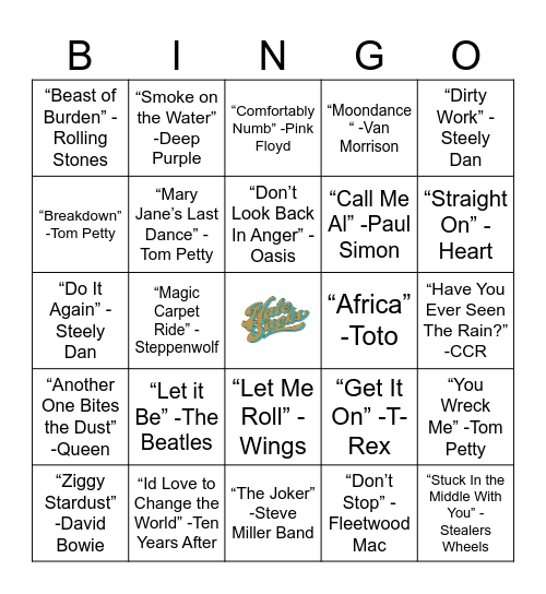 Classic Rock Music Bingo! Bingo Card