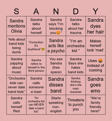 Sandra Says Bingo Card