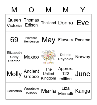 KBP Mother's Day Bingo Card