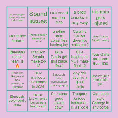 DCI 2024 Bingo Card